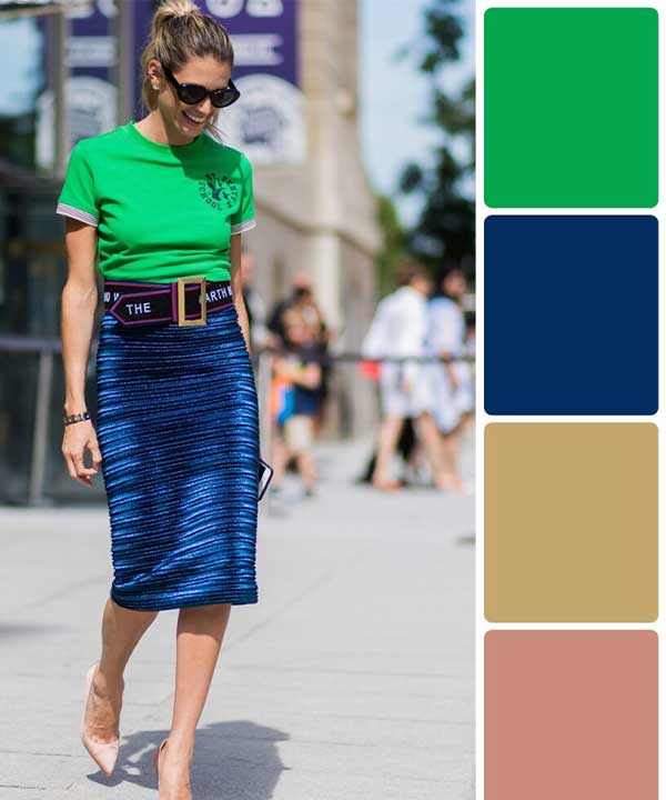 Green and blue set in womens style